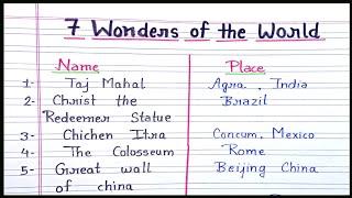 7 wonders of the world | Seven wonders and their places name | Wonders Name ||