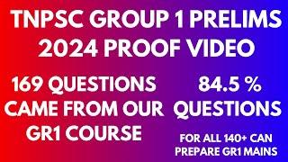 169/200 (84.5%) QUESTIONS CAME FROM OUR COURSE-TNPSC GROUP 1 PRELIMS 2024 PROOF VIDEO(140+CLEAR PRE)