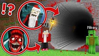 Mikey and JJ Found Longest Scary Santa Dweller & Bridge Worm Tunnel at Night in Minecraft Maizen