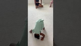 Dad catches daughters teaching little sister how to do a front flip #shorts