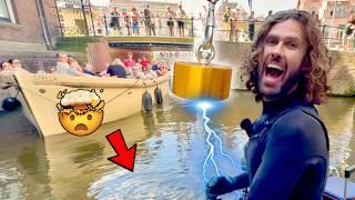 MAGNET FISHING on a BOAT in Amsterdam was INSANE! (We CRASHED!)