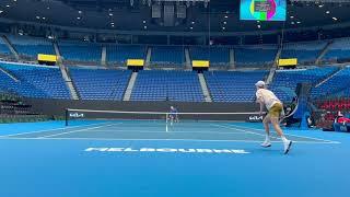 Jannik Sinner Australian Open 2024 court level practice and set play highlights with Dane Sweeny