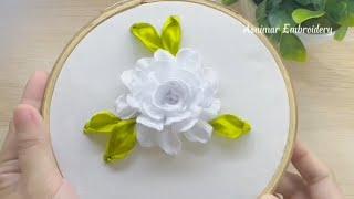 How to Embroider White Rose Flower