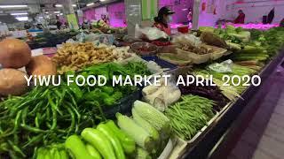 Yiwu food and vegetables market April 2020 after coronavirus pandemic everyone with mask wet market