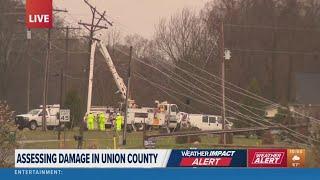 Storm snaps power poles, toppled power lines in Union County, NC