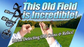 Metal Detecting OLD COINS and RELICS in this INCREDIBLE 1700's Field! #treasureSundays