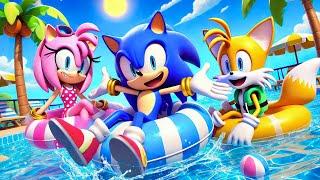 Brewing Cute Baby SONIC At The Swimming Pool BUT Missing Colors?| Sonic The Hedgehog 3 Animation