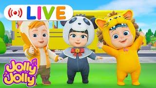 LIVEWheels on the bus, Muffin man + MORE  | Jolly Jolly & Bus song - Best Kids Songs!