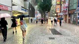 【4K】Shinjuku Walking under Heavy Rain️ / Rainy view in Tokyo Japan