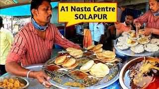 Solapur Famous A1 Nasta Centre - Rassa Vada, Puri Sabjee, Dal Chawal, Mirchi Pakoda & Irani Chai