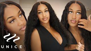 Favorite* Glueless Water Wave Thin HD Lace Wig Install | Pre Plucked Pre Bleached Ft UNice Hair