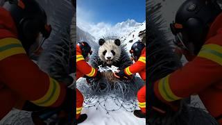 Rescuers free panda from barbed wires trap #pandarescue #shorts #ai #unitedstates