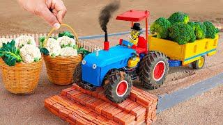 Diy tractor making mini Planting Cauliflower Farm | Rescue diy mini Tractor Flat Tire | HP Mini