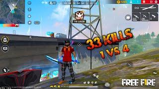 SOLO VS SQUAD 33 KILLS [FULL GAMEPLAY]   99% HEADSHOT RATE  Garena Free Fire