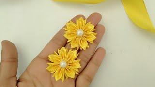 Mini kanzashi Ribbon Flowers / Satin Ribbon Flower Making / kanzashi Flower #neeliartandcraft