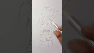 Girl Backside Drawing Easy / How to draw Beautiful Girl / Simple Drawing / Arun Easy Art