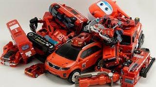 HelloCarbot Red Car Robot Transformers Tobot, Excavator, truck, cranes, boat #трансформеры Cars Toys