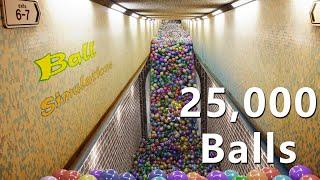 25,000 Bouncy Balls VS Train in the Tunnel - Blender Animation - Rigid body simulation