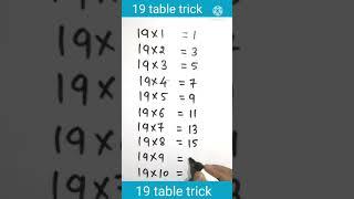 19 table trick | table trick of 19 | 19 ka table trick | multiplication trick of 19 | #shorts #table