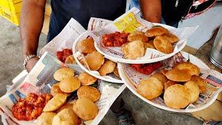 Spiciest Puri Bhaji Making | Lunchtime Rush for Aloo Puri | Indian Street Food