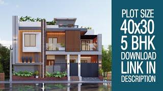 40*30 South Facing House Plan & Design 3D | 5 Bedrooms | 1200 SqFt | 40x30 3D House Design | P96