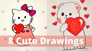 Easy DIY Cute Drawings | Step By Step Drawing | Beginner Art |How to draw Cartoon Easy | Craftmerint