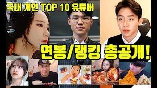 국내 TOP10  개인유튜버 연봉 순위 재산 총공개 | 두유노