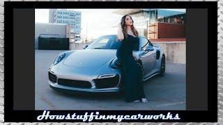 Silver Porsche and Elegant Young Model