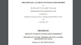 Nepal ATR 72 Crash Preliminary Report 17 Feb 2023