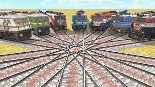 14 LINE BRANCHED DIAMOND RAILROAD CROSSING ON BUMPY TRACKS||Indian Railways Train Simulator