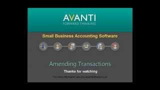 Avanti Accounts - Amending Transactions -  Small Business Accounting Software