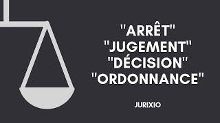 "Arrêt", "Jugement", "Décision" et "Ordonnance" (vocabulaire juridique)