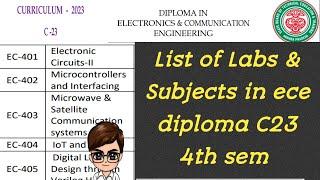 ap diploma C23 ece 4th sem curriculum| list of subjects & labs in diploma ece branch|