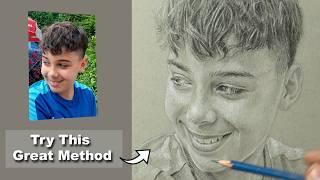 How to draw on Toned paper. Narrated drawing Tutorial ~  How to draw a realistic portrait of a boy.