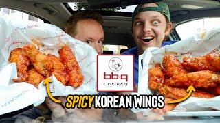 Eating bb.q Chicken's Spicy Original Wings | *Korean Fried Chicken Fast Food Restaurant* 