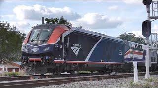 Two Amtrak Trains Feat. AMTK 160 Pepsi Can Unit At Boynton Beach 4-8-24 & 4-28-24