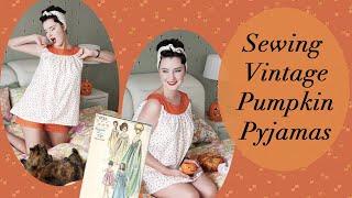 Sewing Retro Pumpkin Pyjamas using Vintage Vogue 5725 - Vintage Sewing Adventures with Miss MonMon