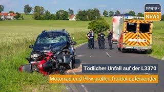 EBERSBURG (RHÖN): Tödlicher Unfall auf der L3370 - Motorrad und Pkw prallen frontal aufeinander