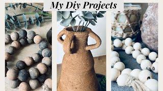 Diy aged bead garland / Diy textured vase