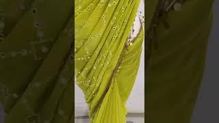 Pista Green Pure Georgette Lucknowi work Saree