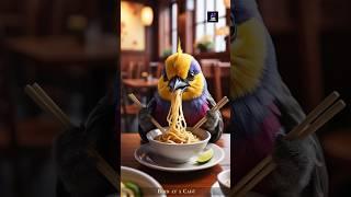 Bird at a Café: A Majestic Dining Moment #ai #shorts #shortvideo