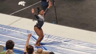 Simone Biles nearly Stuck PERFECT Yurchenko Double Pike Vault  - Warm-up - US Championships 2024