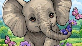 Peaceful coloring videos of a cute elephant for relaxation