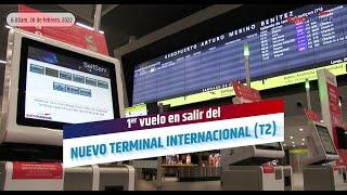 1er vuelo en salir del #NuevoTerminalInternacionl T2 del aeropuerto AMB de Santiago