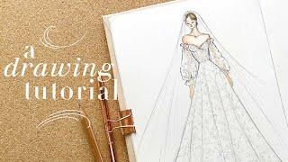 How to Draw a Dreamy Wedding Dress  Pencils & Watercolour