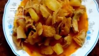 Roman-style Tripe Recipe - Trippa alla Romana  / how to make beef tripe with potatoe