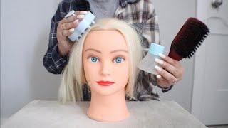 ASMR Scalp Massage & Hair Detangling| Relaxing Nails Scratching on Scalp Doll Head ‍️