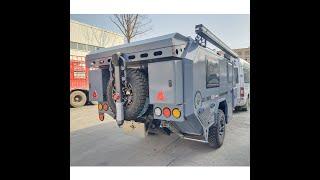 Brief view of brand new njstar rv explore travel trailer interior and exterior with combination lock