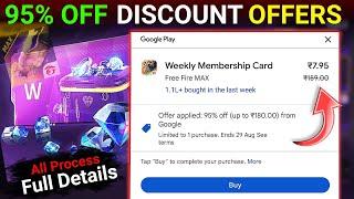 95% Discount Weekly Membership In Free Fire | Free Fire Discount Diamond Top Up | Discount Offers