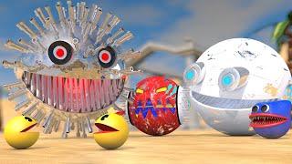 Pacman & Huggy Wuggy & Gladiator Robot vs Platinum Robot Monster in Egypt